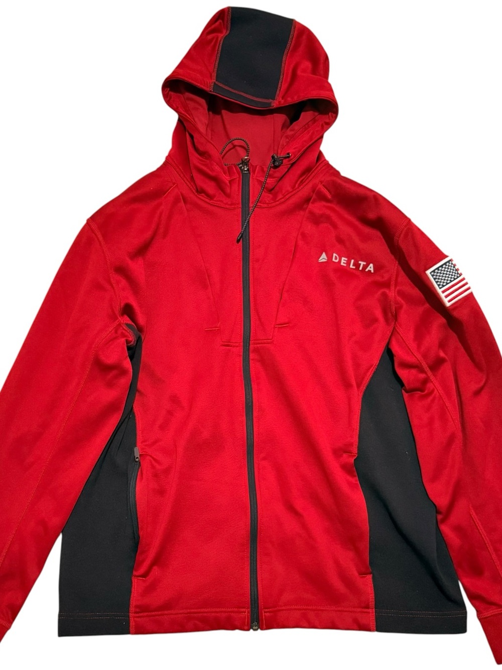 Delta Red and Black Hooded Full-Zip Jacket
